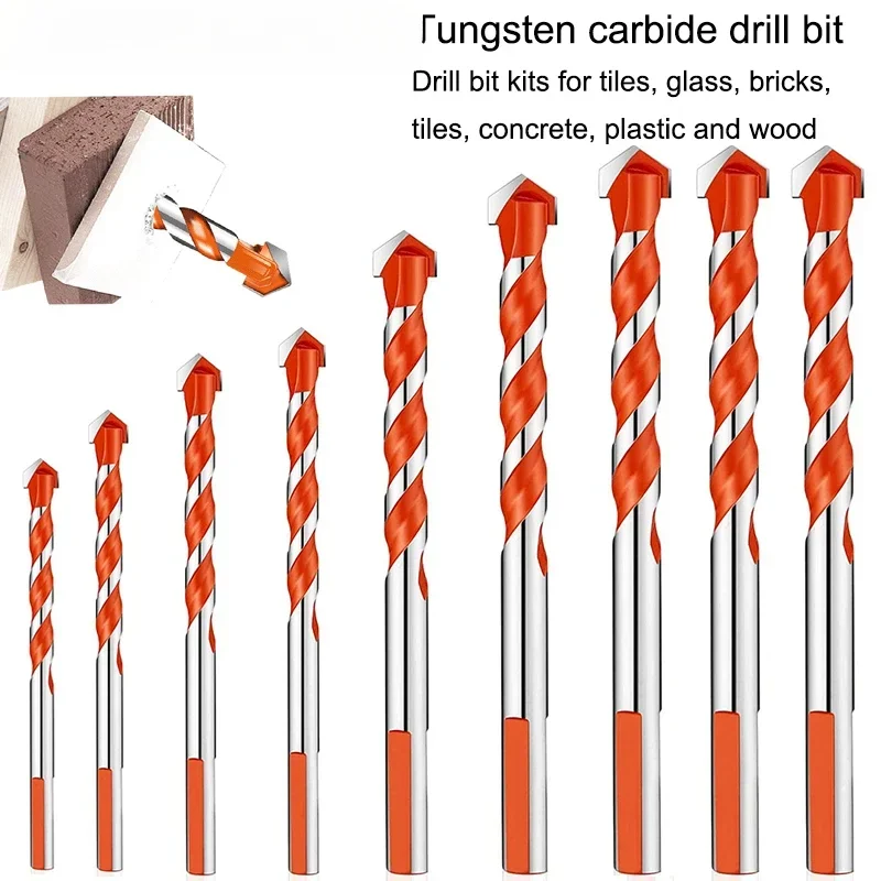 For Glass Professional Metal Center Used Tool Ceramic Bit Drilling Carbide Set Tile Drilling Tungsten Concrete Bit 3-12mm Drill free shipping 5 6 8 10 12mm hex shank tile bits glass ceramic concrete hole opener saw tungsten carbide alloy triangle drill