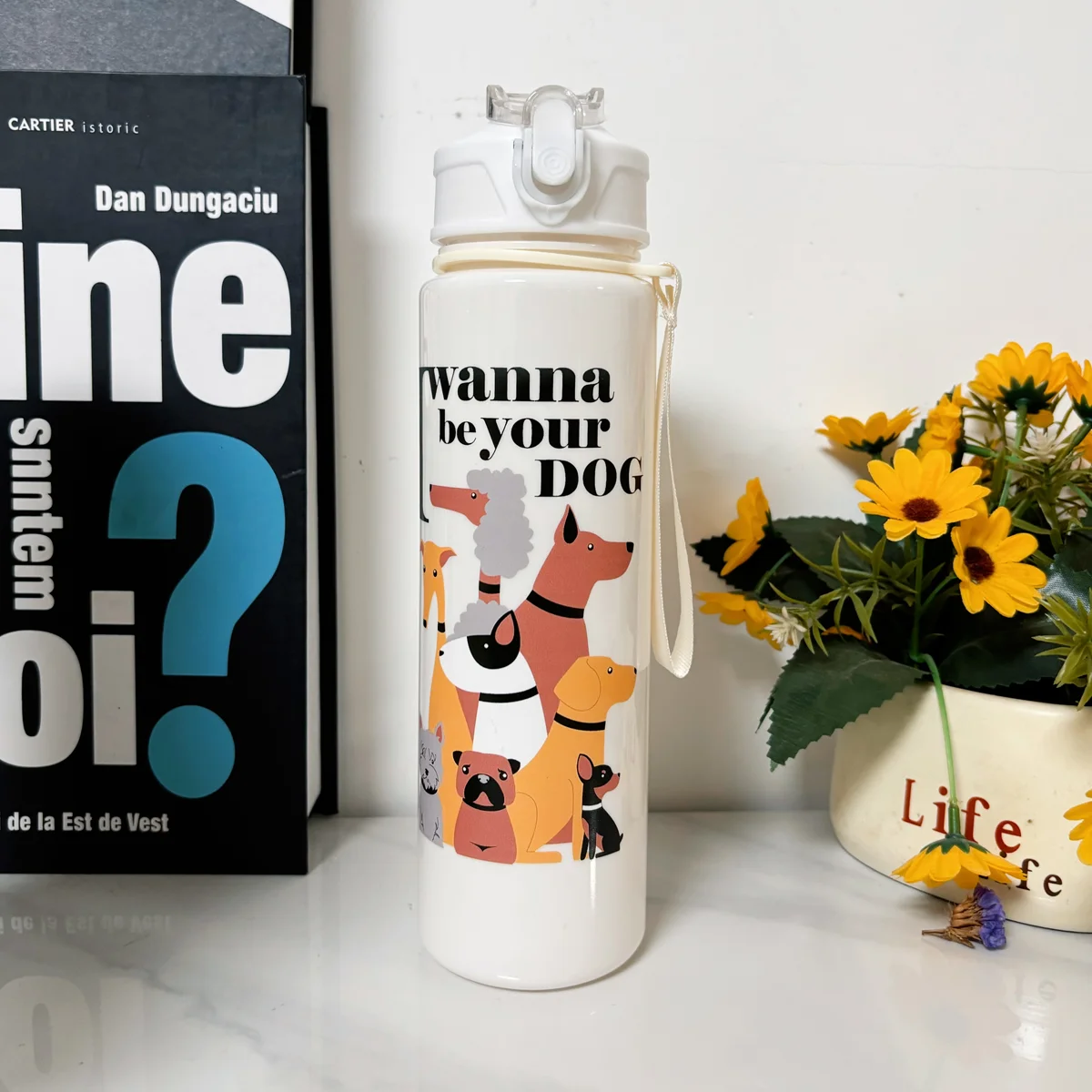 BPA İçermeyen Açık Hava Kamp Spor Su Şişesi 750ml Karikatür Tasarımlı Sızdırmaz Seyahat Bardağı Çiftler, Ebeveynler, Öğrenciler için Hediye