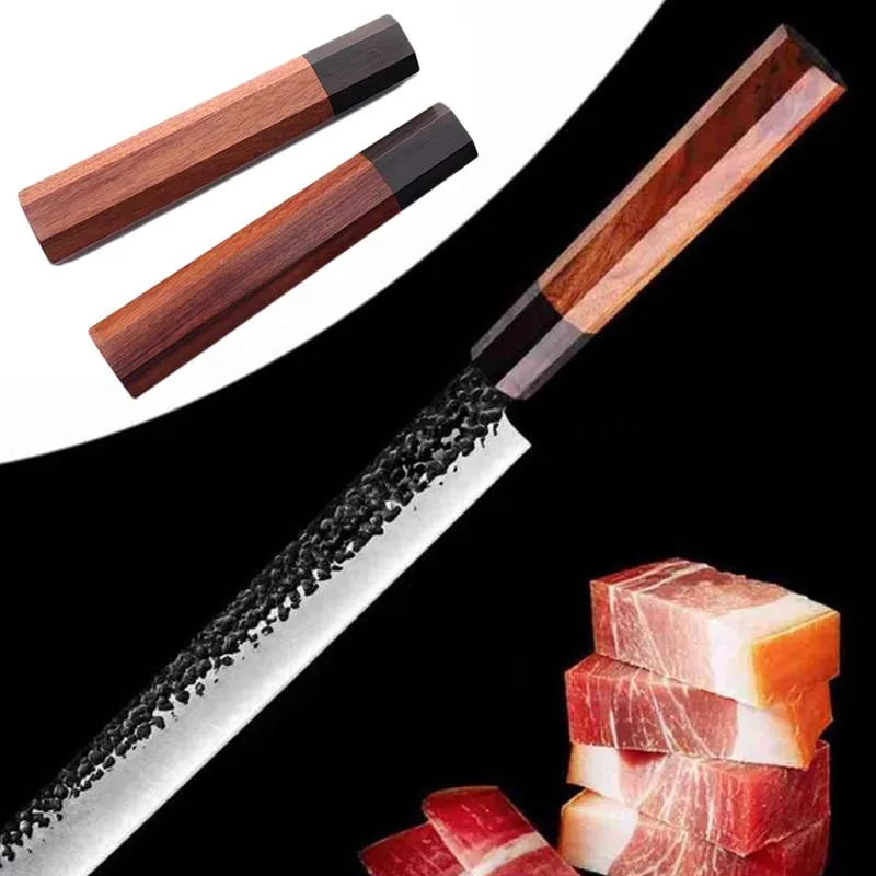 1Pc 팔각형 붉은 백단향 나무 주방 칼 손잡이 교체 나무 칼 손잡이 칼 수리 액세서리