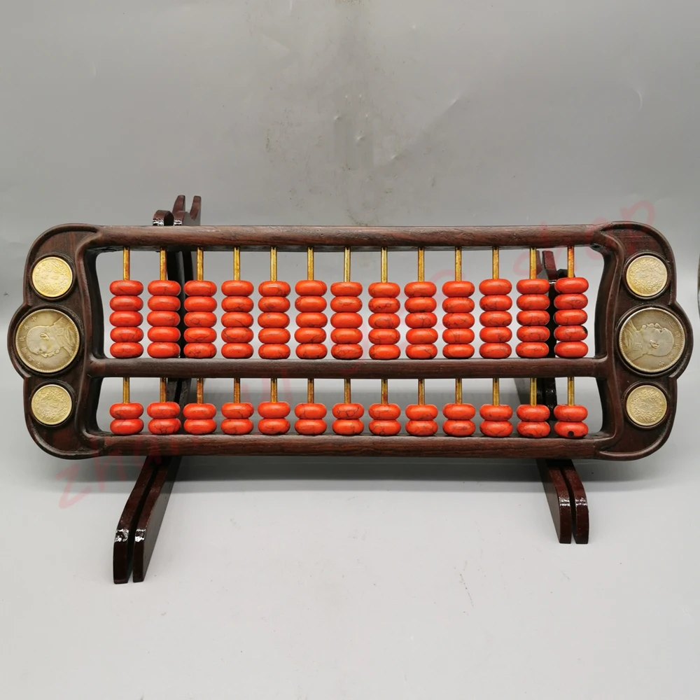 

Rosewood inlaid silver dollar red bead abacus/ Home furnishings/ Auspicious decorations/ To attract wealth