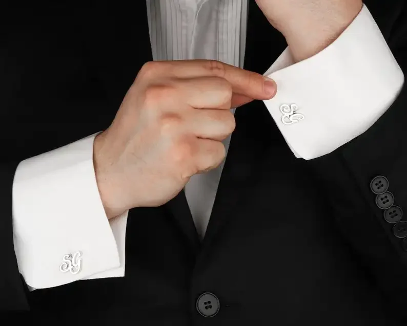 

Custom Cufflinks for Groom Stainless Steel Men's Initials Cufflinks Personalized Wedding Best Man Jewelry Gift