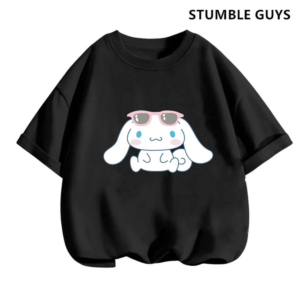 T Shirt Set Cinnamoroll T-shirt Set Sanrio Children's Short-sleeved Summer Y2K Clothes Girly Heart Soft Clothes Kawaii Birthday Gift