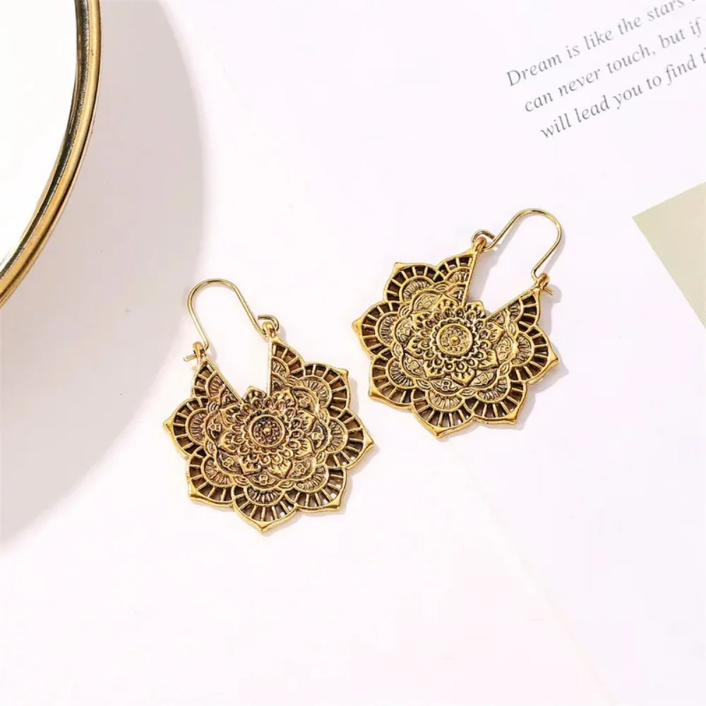 2025 Femme Oorbellen Antique Gypsy Indian Tribal Ethnic Hoop Dangle Mandala Earrings Boho Boucle Doreille dangle hoop drop pendant long earrings