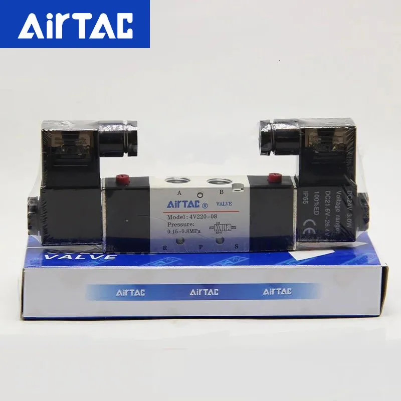 AirTAC Solenoid Air Valve 4V120-06 4V220-08 4V320-10 4v420-15 Two Position Five Way Reversing 12V 24V 110V 220V solenoid air valve