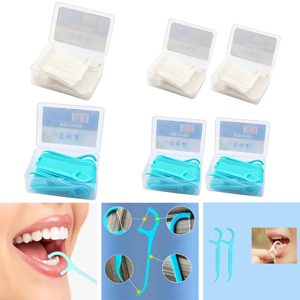  Floss Picks with Portable Cases High Toughness Interdental Toothpicks for Travel Hotel Family