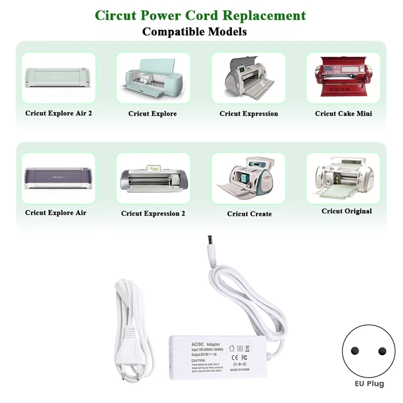 RISE-18V 3A Power Supply Charger For Cricut Explore Air