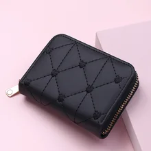 

Fashion PU Leather Organ Business Card Holder Women's Embroidered Love Short Wallets Female Small Coin Purse Money Clip Clutch