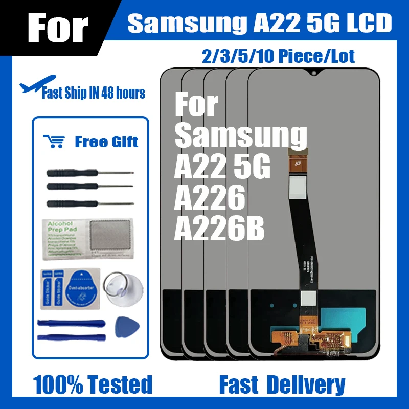 

2/3/5/10 Piece/Lot For Samsung A22 5G A226 A226B LCD Display Touch Screen Digitizer Assembly No / With Frame