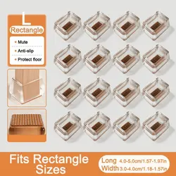 Silicone Felt Chair Leg Protectors - Scratch - Proof, Noise - Free, Easy Glide Pads (Set of 4/24) - 24PCS (T - Rectangle - L)