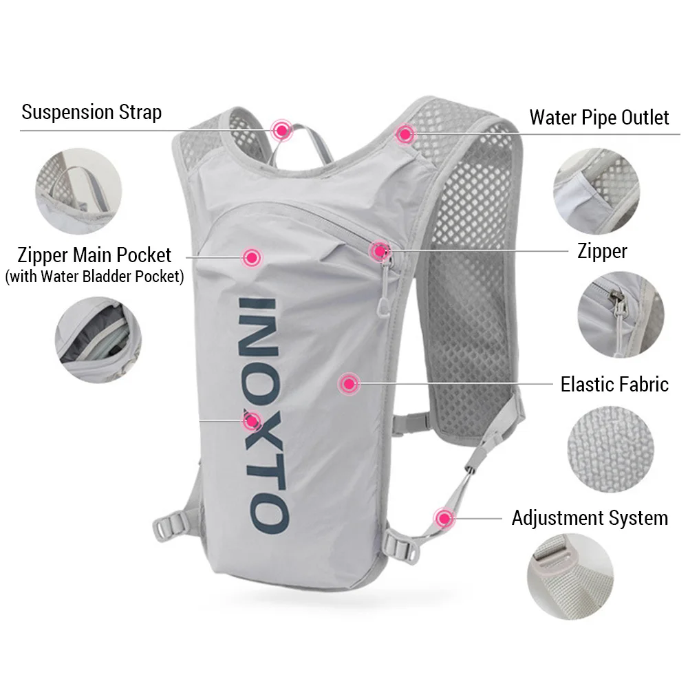 5L Running Hydration Vest Backpack Breathable Jogging Sports Backpack with 1.5L Water Bladder for Cycling Hiking Marathon