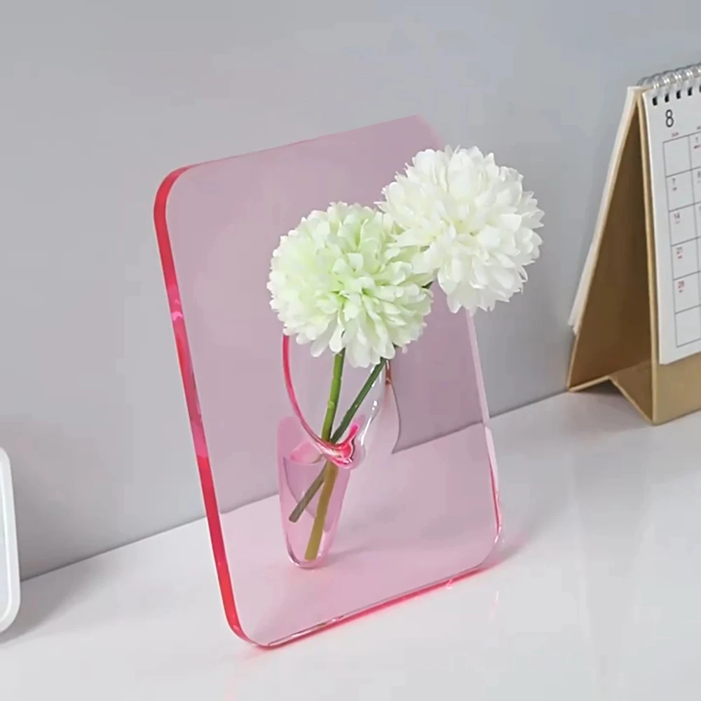 20&times;15cm Creative Art Acrylic Photo Frame Vase Hydroponic Flower Arrangement Device Transparent Vase Home Decoration Ornaments