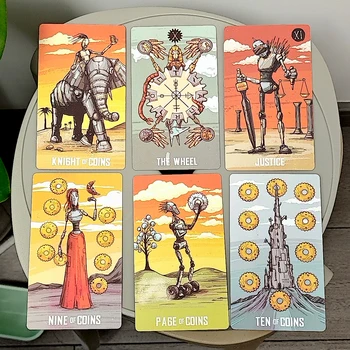 Tarotbot 80 carte dei tarocchi dei cartoni animati robot basate sul sistema pilota 12 * 7 cm Un mazzo dei tarocchi a tema robot