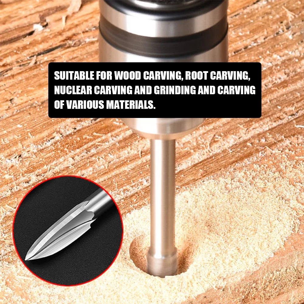 Wood Carving Drill Bit HSS Engraving Drill Bit Set Solid Carbide Steel Root Milling Grinder Burr Precise Carve Woodwork HandTool