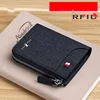 Men Wallet Mens Canvas Multifunctional Vertical Youth Leather Clip Driver's License Case Multi-Card Short Wallet 4