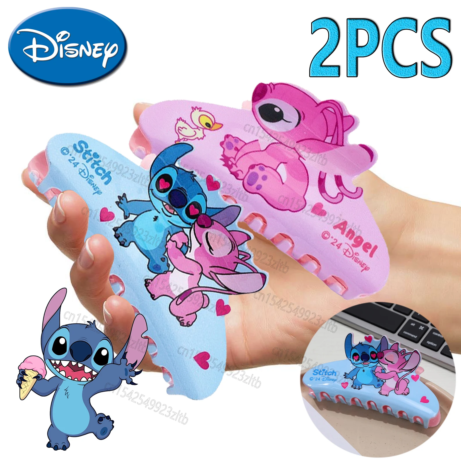 thumbnail image 2 of Pinza para el pelo acrílica con diseño de dibujos animados de Disney Kawaii Stitch, pinza para el pelo con diseño de dibujos animados de Anime, regalo de cumpleaños para niñas y niños, accesorios para, 2 of 5