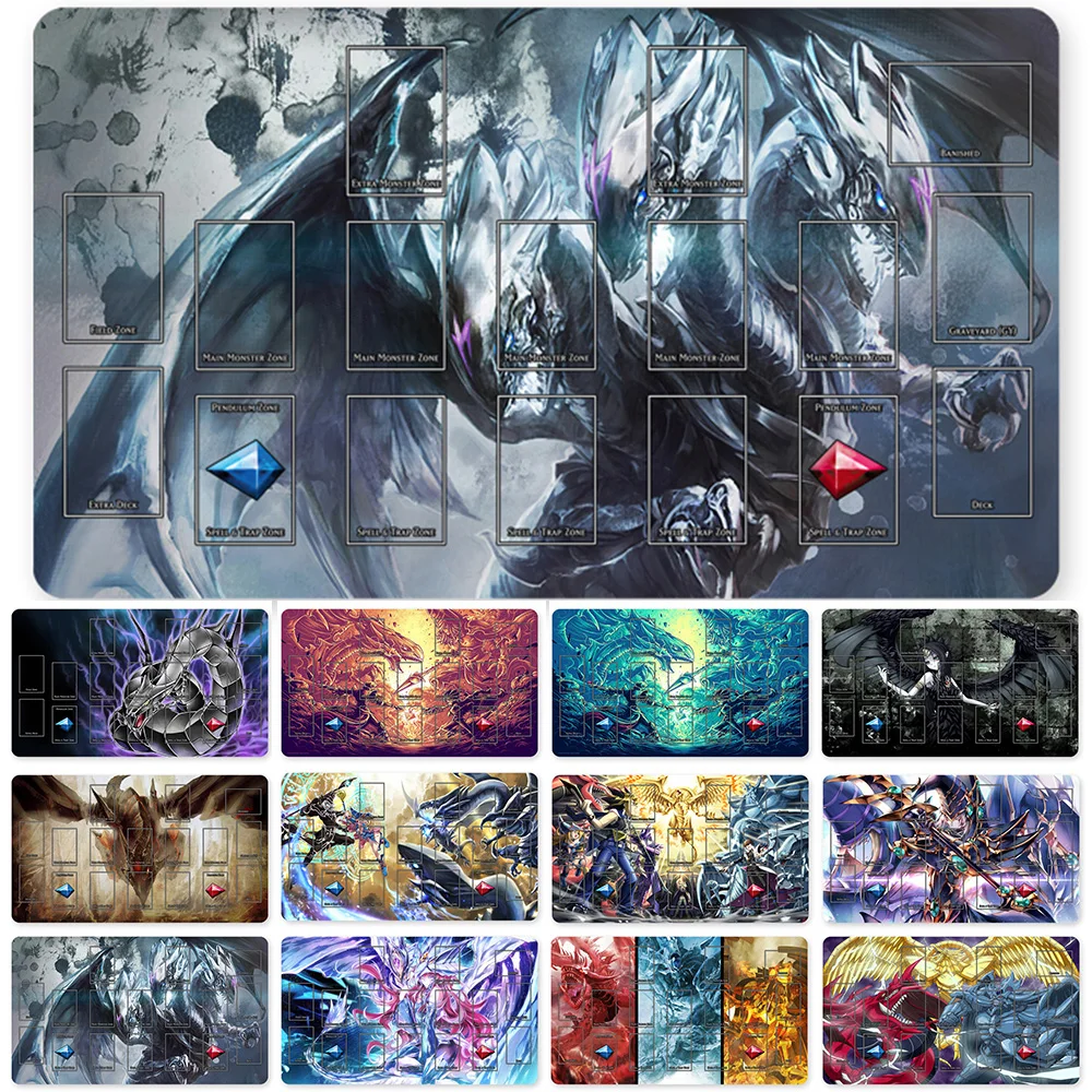

HOT OCG Playmat Blue-eyes Ultimate Dragon Dark Magician Duel Monsters Playmats Compatible for YuGiOh TCG + Free Bag - ygo (5)