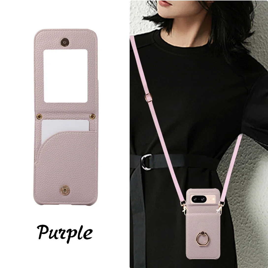 Luxury Crossbody Leather Wallet Case with Card Slots and Mirror Makeup Cover