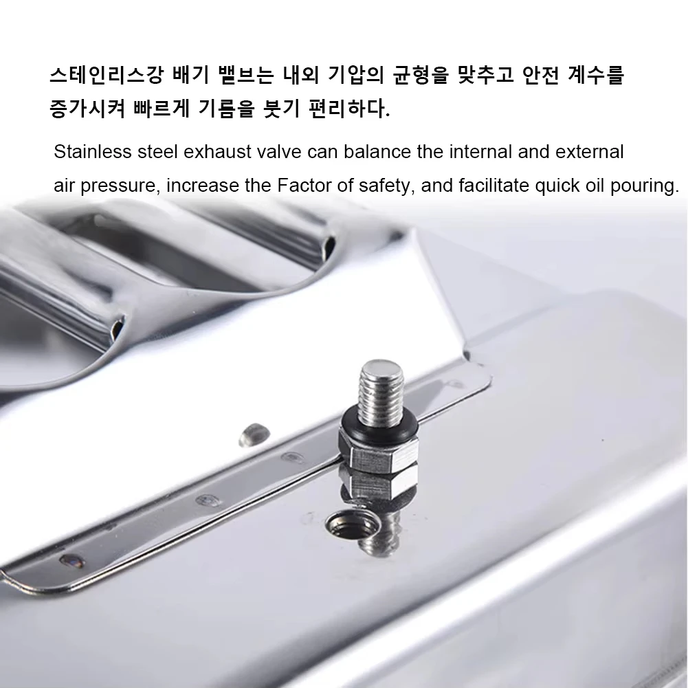 20L vertical stainless steel oil drum Car spare fuel tank Diesel drum Gasoline tank Metal oil pot RV Accessories