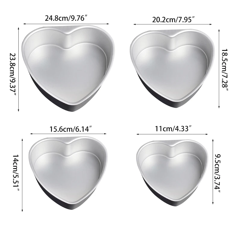 

X6HD Aluminum Heart Shaped Cake Pan Set DIY Baking Mold Tool with Removable Bottom Cheesecake Baking Mold Kitchen Durable
