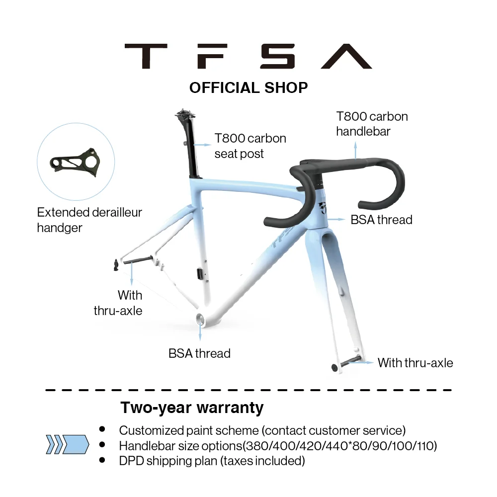 Tfsa-カーボンファイバーロードバイクフレーム,ディスクブレーキ,27.2