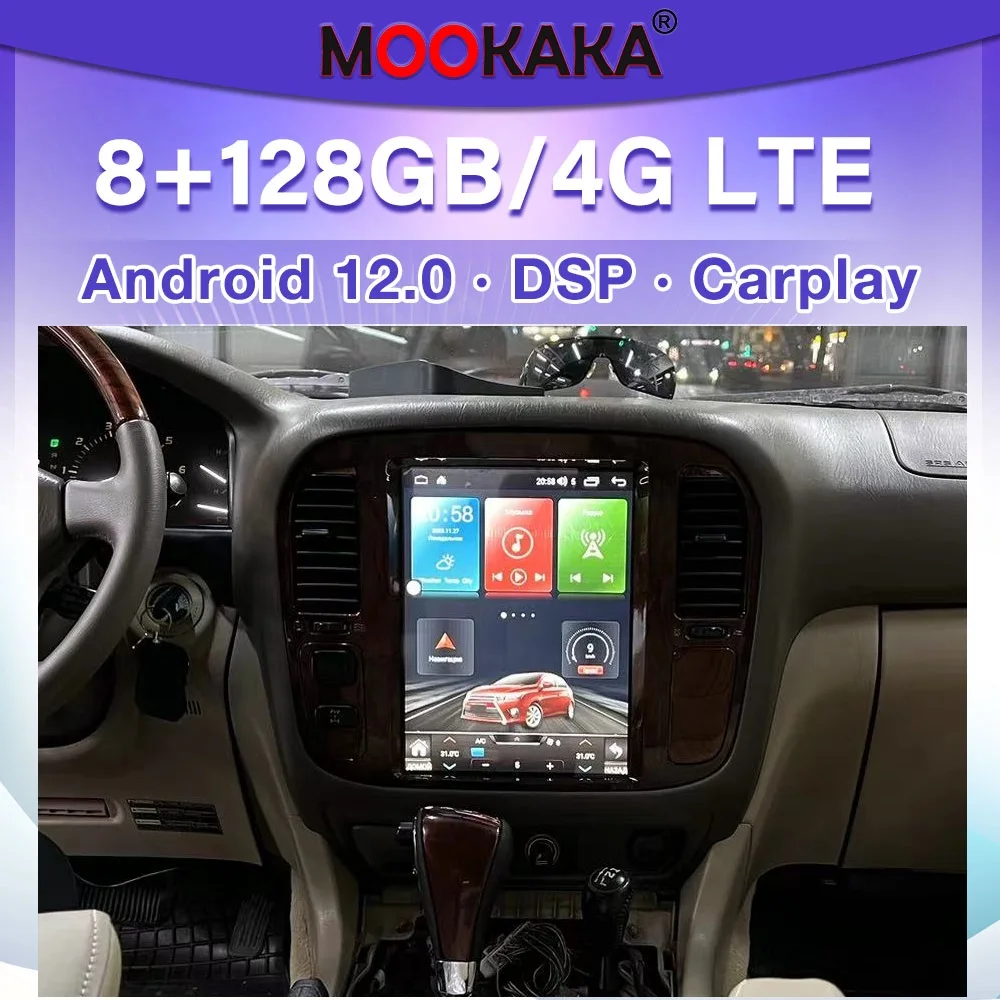 

Для Toyota land cruiser lc100 2002-2007 PX6 Tesla вертикальный экран Android 12,0 автомобильный dvd мультимедийный плеер GPS навигация автомобильное радио