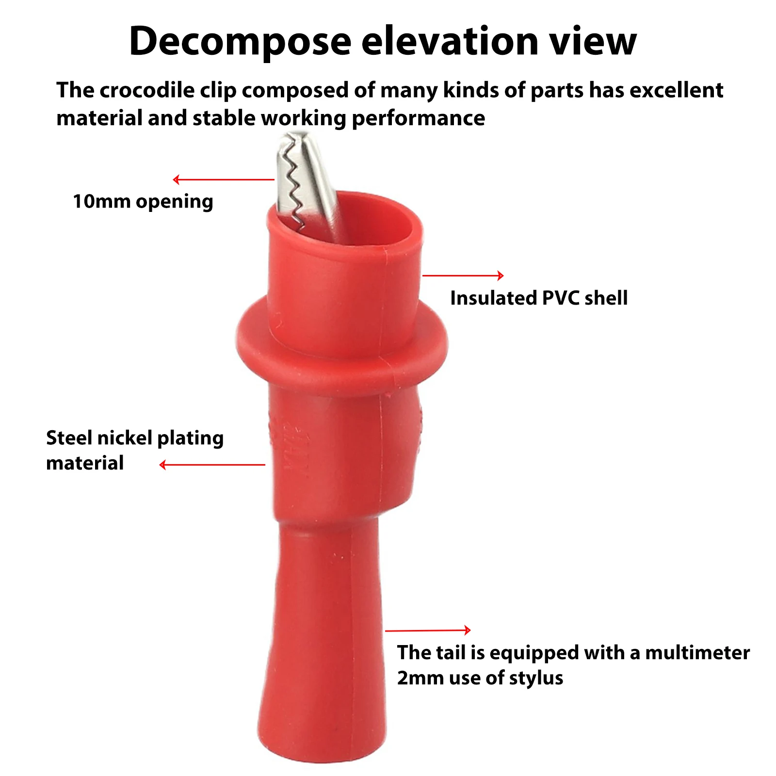 

Multimeter Push On Alligator Clip Insulated Digital Crocodile Clamp Built-In Strong Spring For Electrical Test Probes 1000V 10A