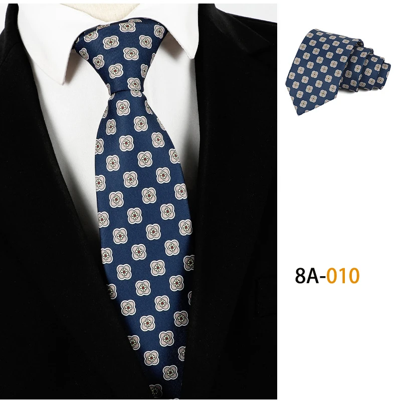 Herrenmode-Krawatte, 8 cm, weiche Neuheits-Krawatte, blau, rot, grün, Farbe, Krawatten für Männer, gepunktetes Blumen-Krawatte, Hochzeit, Geschäftsgeschenk – Detail 13