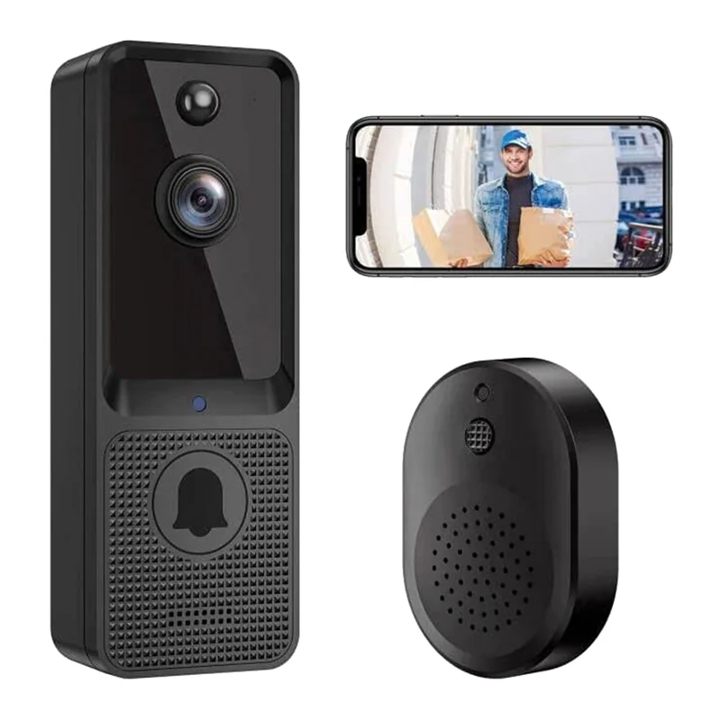 

Wireless Doorbell Camera with Motion Detector Cloud Storage HD Live Image 2-Way Audio Night Vision 2.4G WiFi