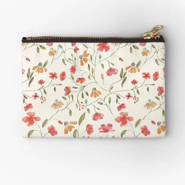 

Vintage Floral Print Zipper Pouches Pure Cosmetic Pocket Men Key Packaging Bag Women Underwear Money Panties Small Socks Wallet
