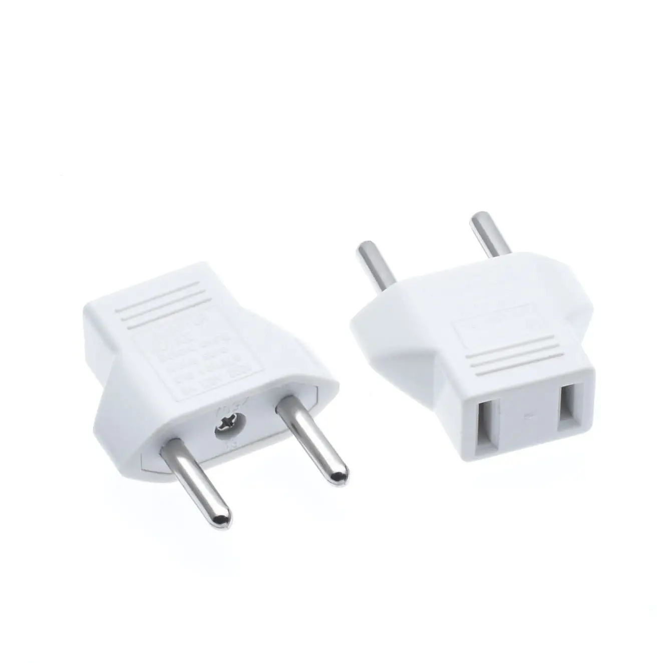 범용 화이트 블랙 유럽 2 핀 컨버터, 125V 250V 6A AC 전력, US-EU 어댑터 플러그, 4.0mm