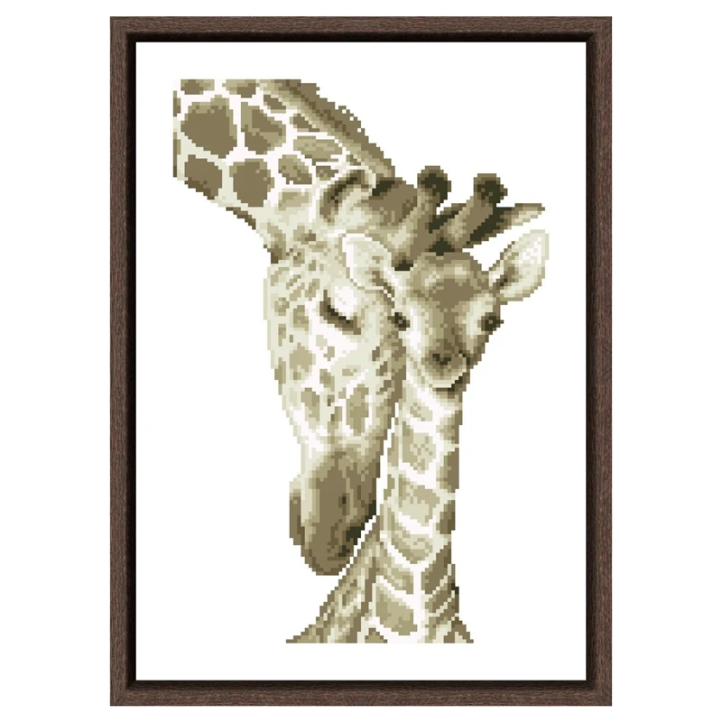 Giraffe mummy and baby cross stitch package kits 18ct 14ct 11ct unprint canvas cotton thread embroidery DIY handmade needlework