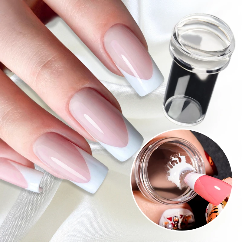 

Nail Stamper Jelly Silicone Printing Nail Polish Stamping French Tip Nail Stamp Template with Scraper Manicure Stencil Tools