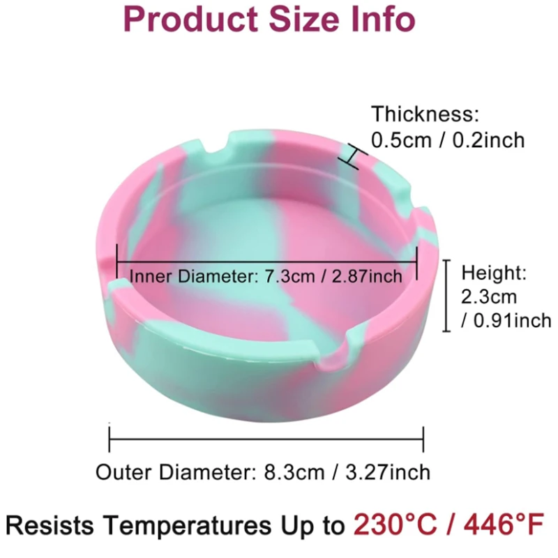 Silicone Ashtray Indoor Outdoor Portable Small Cute Rubber Unbreakable Ash Trays