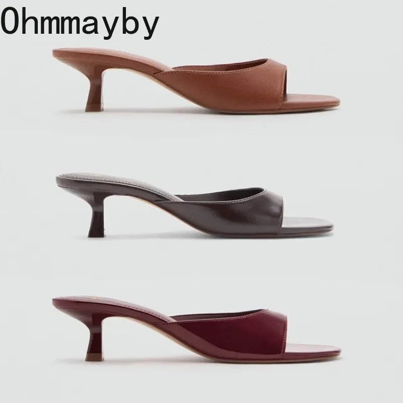 2026 New Summer Open Toe Women Slippers Concise Slip On Thick Heel Dress Shoes Outdoor Vacation Slides Shoes 6