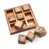 Tic Tac Toe Wood XO Chess Board Game 3D Puzzle Brain Teaser Fun Logic Challenges Adults Children Educational Toys 2