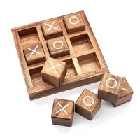 Tic Tac Toe Wood XO Chess Board Game 3D Puzzle Brain Teaser Fun Logic Challenges Adults Children Educational Toys 2