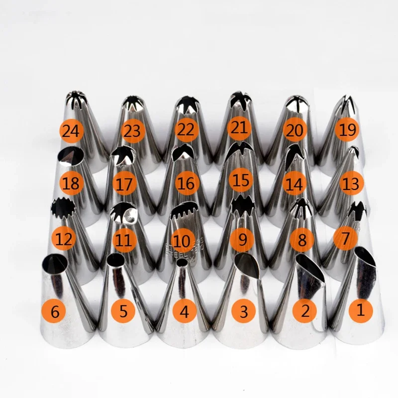 Cake Decorating Tip Set Cake Icing Nozzles Baking Nozzle Set Cake Decorating Nozzle Set 6/10/24/35Pcs/Lot New Qualified Cake Decorating Icing Piping Nozzles Large Stainless Steel Pastry Tips Set Kitchen Baking Tools