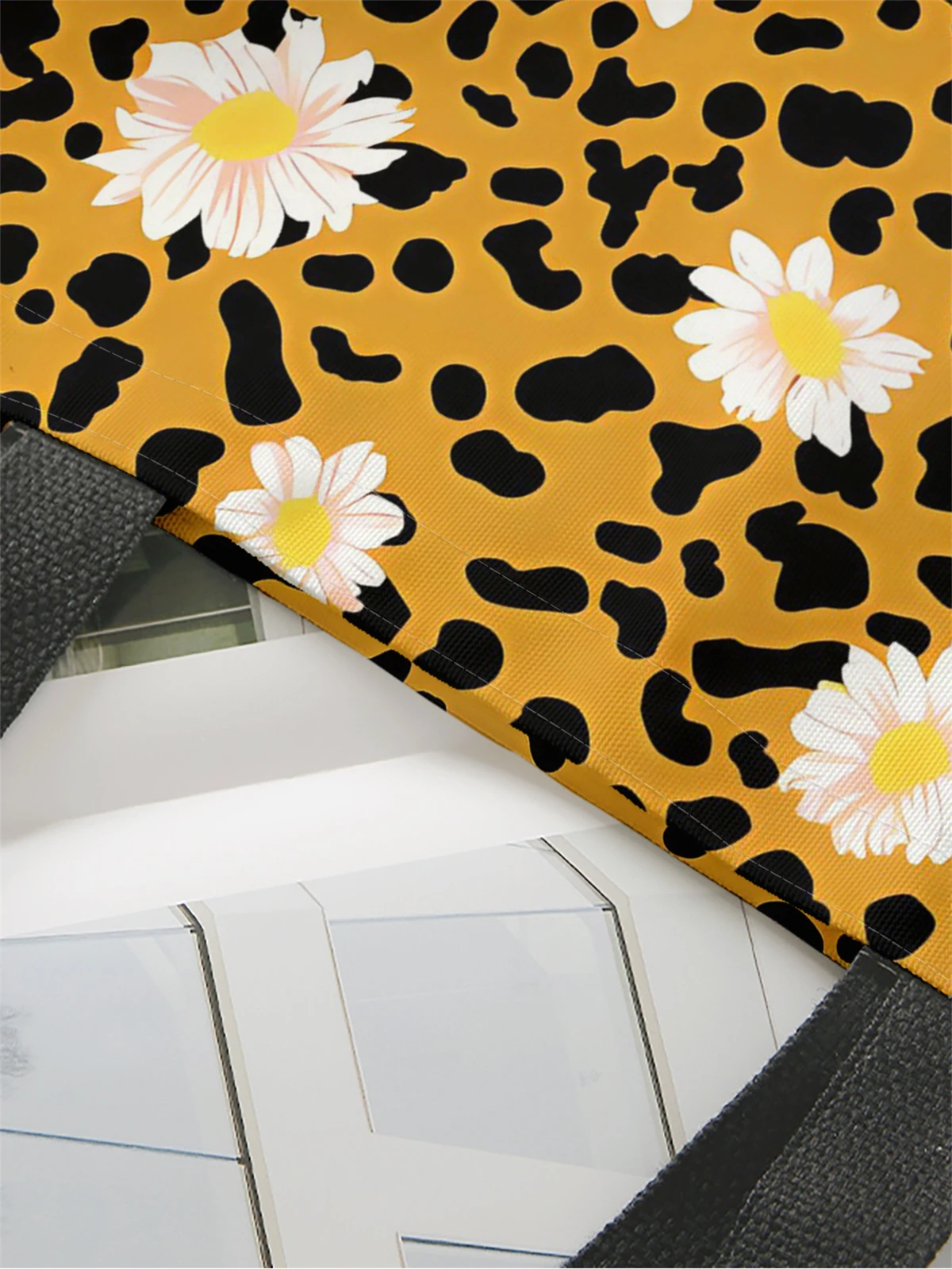 1pc,sunflower handbag, reusable fashionable handbag, multifunctional handbag, printed canvas shopping bag