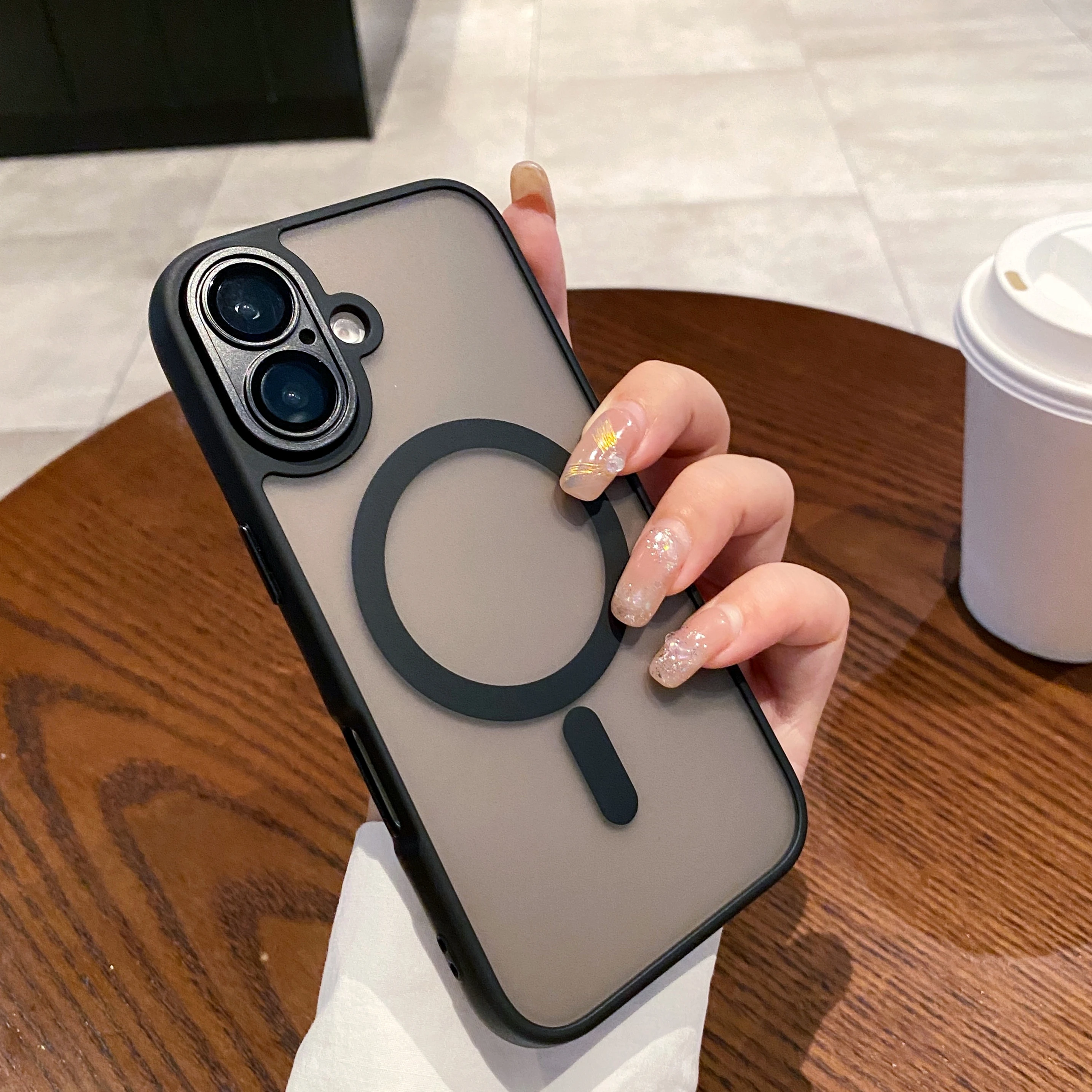 Brown Magnetic Matte Case with Translucent Protective Bumper Cover
