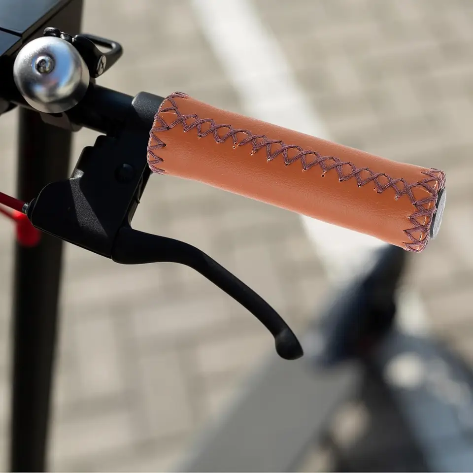 Copertura Manubrio In Pelle Marrone – Impugnatura Barra Per Bici Da Spiaggia, Crociera, MTB