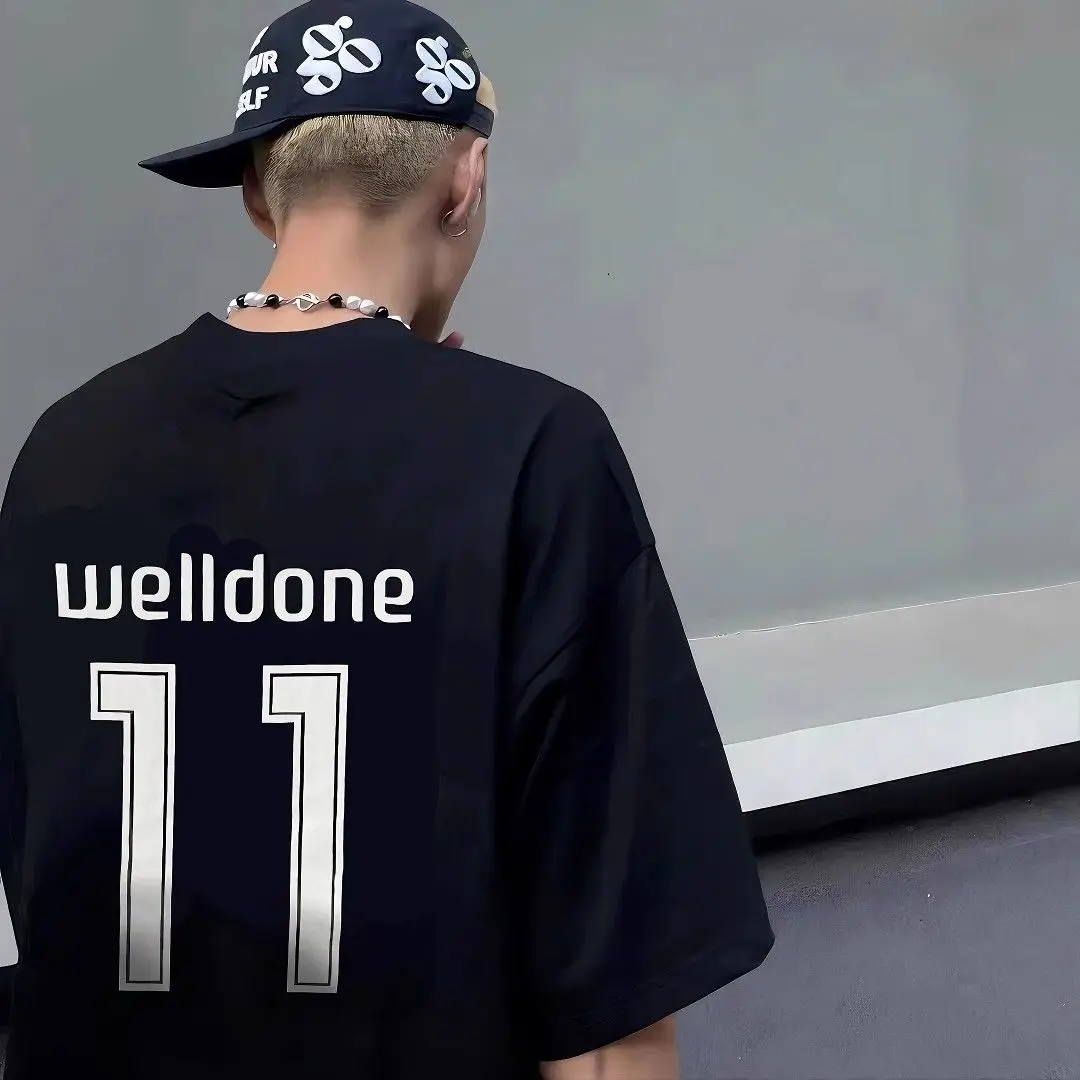 

Heavy cotton American trendy brand new short-sleeved printed summer 2024 men's loose T-shirt couple tops men clothing y2k tops