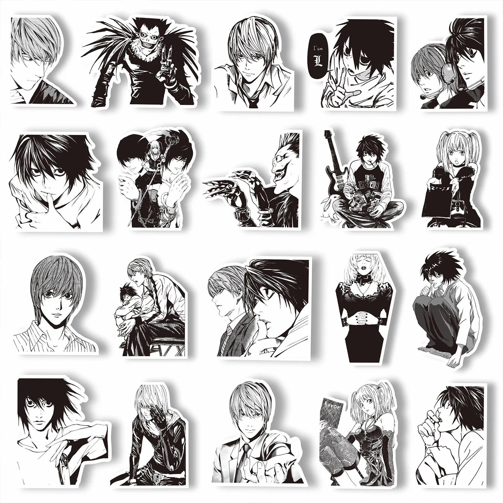 65PCS Anime Death Note Stickers Black White Decals Scrapbook Luggage Laptop Bike Suitcase Car Graffiti Sticker Decoration Toy 5