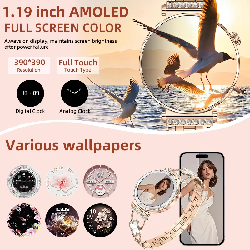 LIGE For Huawei Xiaomi Ultra Thin Smart Watch Women Screen Always Display Time Sports Bracelet Bluetooth Call AMOLED Smartwatch