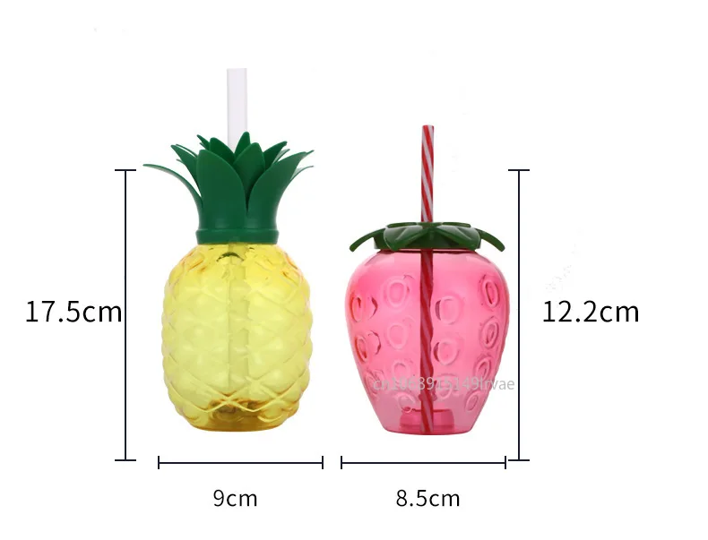 Description Picture 2 of itemPlastic Strawberry Pineapple Drinking Cup with Straw Hawaii Party Decoration Luau Flamingo Summer Beach Pool Party Decoration