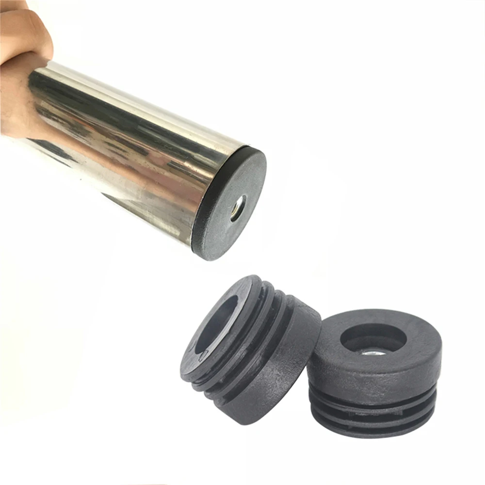 Plastic Pipe Plugs 4pcs Round Pipe Tube Blanking End Caps M6 M8 Hole Plug Nut Foot Pad Balance Adjustable Wheel Accessories