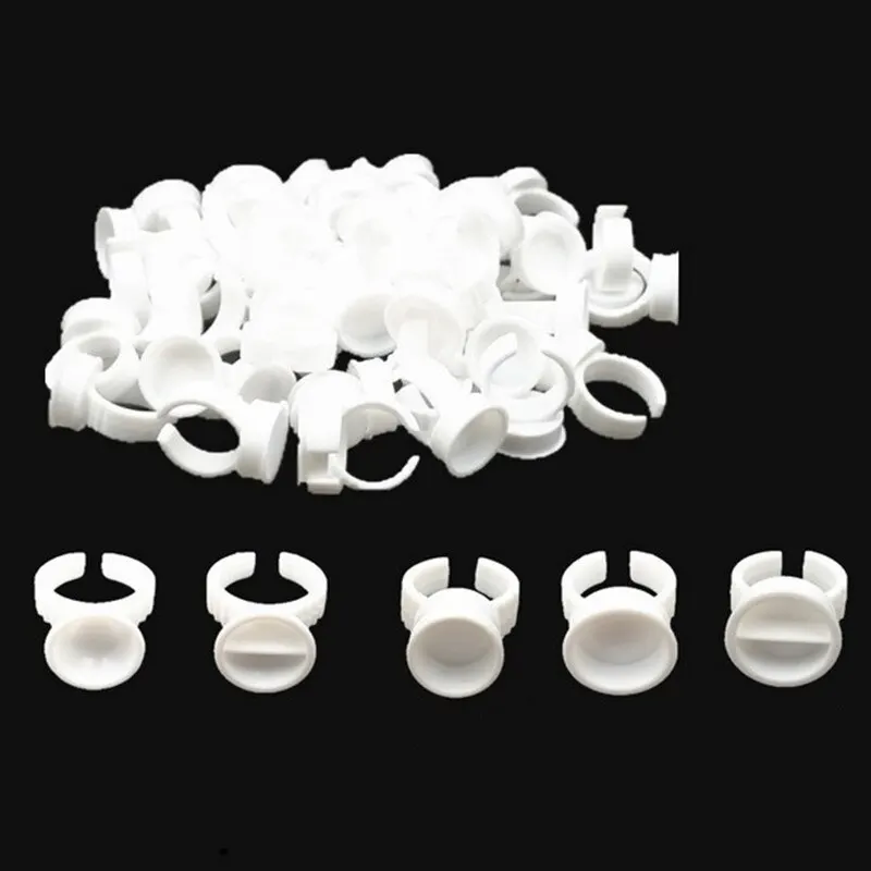 Disposable White Glue Holder Ring Adhesive Pallet For Eyebrow Tattoo Pigment Eyelash Extension Container Ring Cup 100pcs glue holder ring