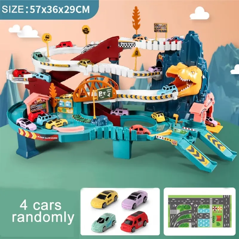 Electric Dinosaur Adventure Parking Lot - Interactive Racing Toys for Kids' Brain Development