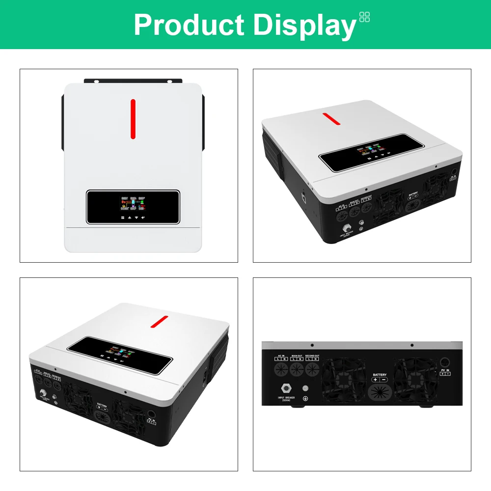 PYROSOLAR 하이브리드 태양광 인버터, MPPT 120A 태양광 충전기 포함, 순수 사인파 인버터, 그리드 듀얼 출력, 48V, 230VAC, 6.2KW, 6200W
