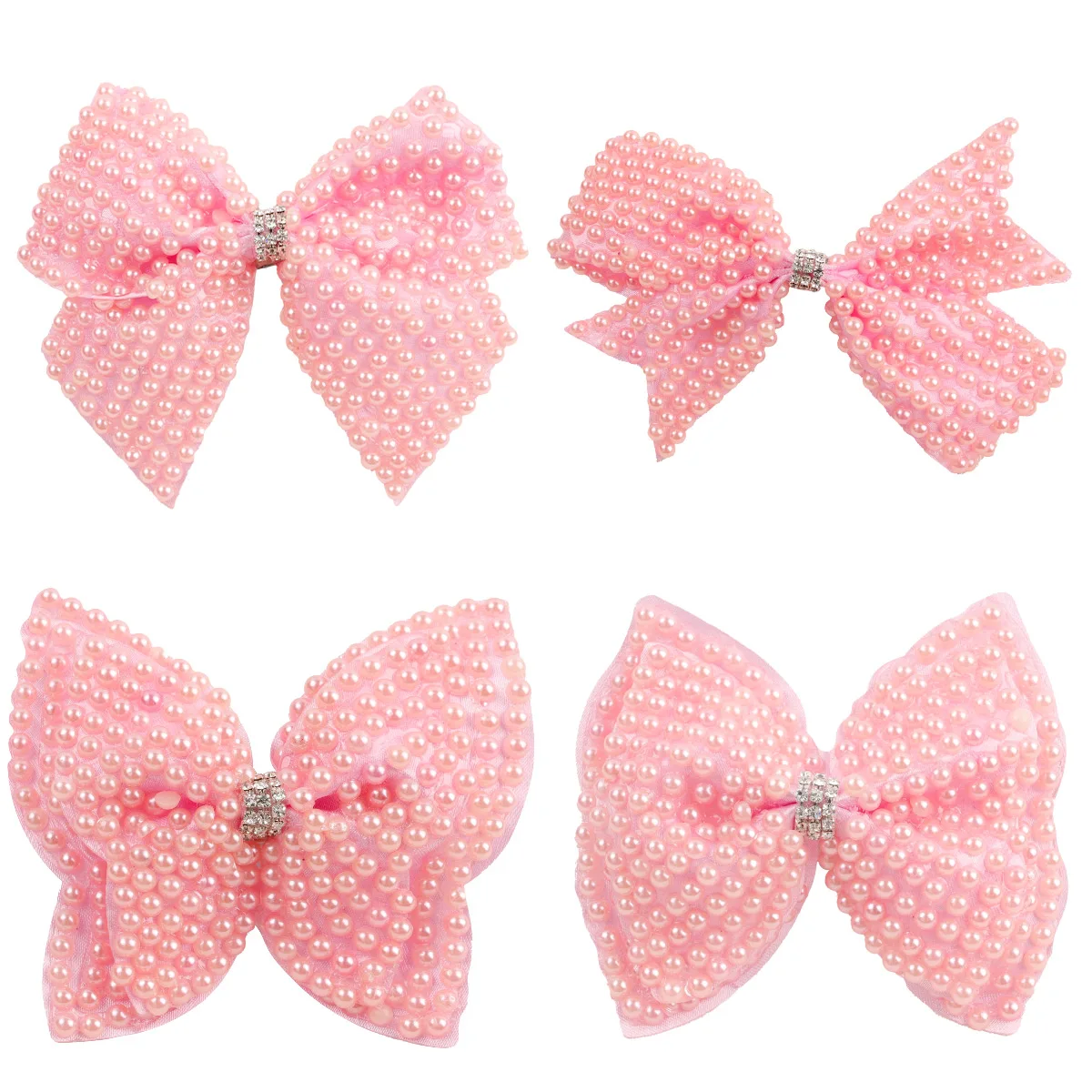 

Girls Pearl Bow Hair Clips Alligator Clips For Girls Hair Accessories Kids Boutique Layers Bling Rhinestone Center Bows Hairpins