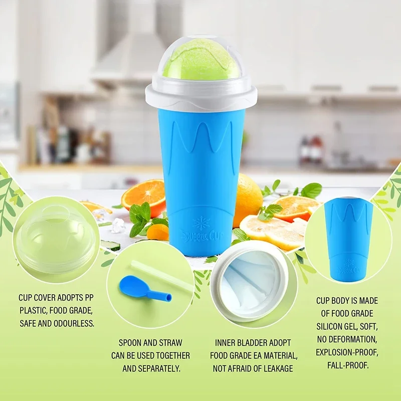 Smoothies Cup Ice Cream Maker Quick-Frozen Silicone Squeeze Cup DIY Juice Milkshake Water Bottle Cooling Sand Kitchen Tool